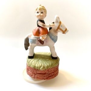 VTG Japanese Porcelain Girl Pony It’s a Small World Musical Figure